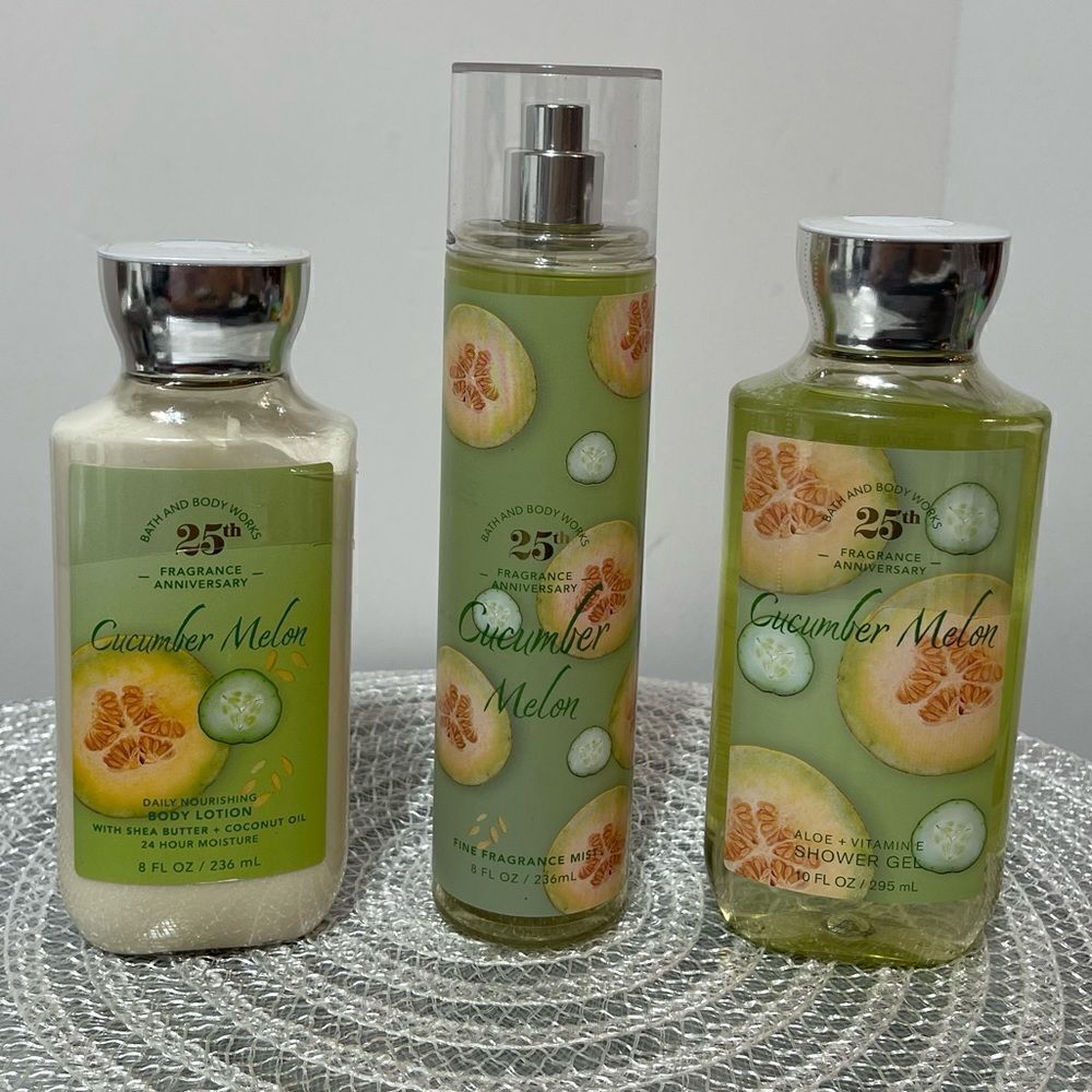 BBW Cucumber Melon Body Lotion, Fragrance Mist and a shower Gel set of 3 NWT